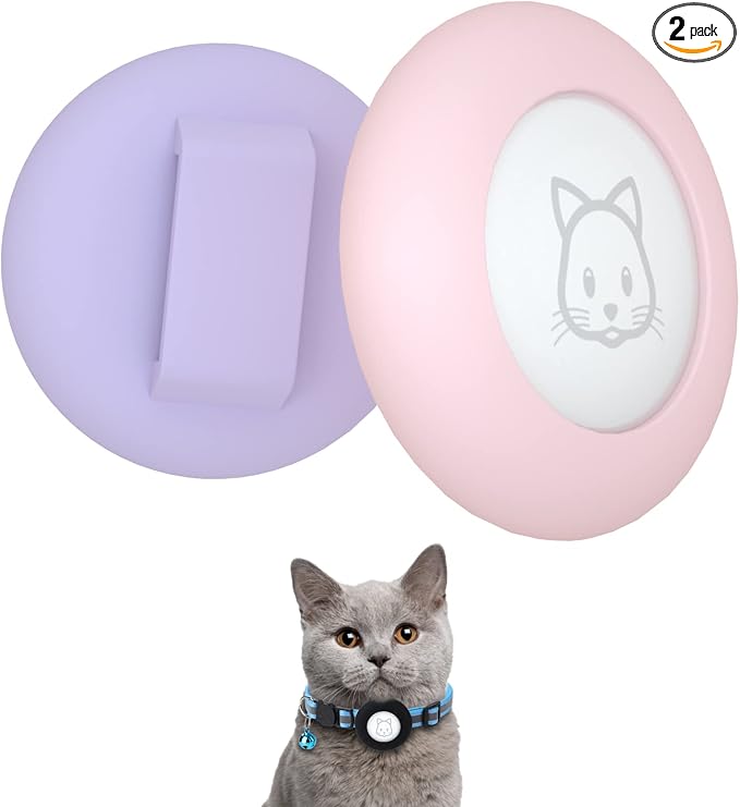 2022 Airtag Cat Collar Holder, Small AirTag Compatible Case - 2Pack Waterproof, Available in Pink&Purple
