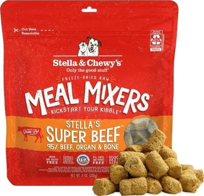 Stella & Chewy's Freeze-Dried Raw Beef Meal Mixers- Dog Food Topper and Mixer - Made with 95% Grass-Fed Beef, Organs & Bone - Perfect for Picky Eaters - Grain-Free - 8 oz