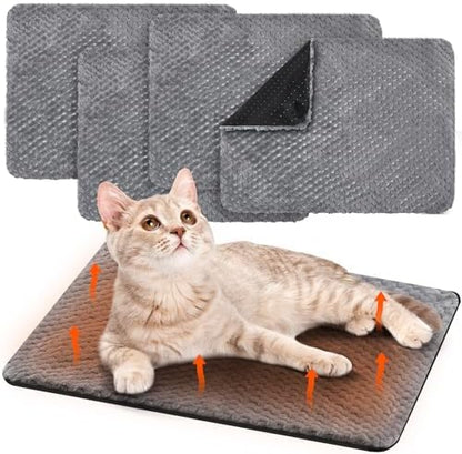 Drydiet 4 Pcs Self Heating Cat Pad Self Warming Cat Bed 16 x 20 in, Gray