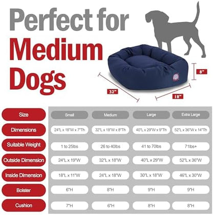 Majestic Pet Bagel Calming Dog Bed, 32 Inch Medium, Round, Washable, Blue