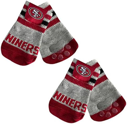 NFL SAN Francisco 49ERS Anti Slip Dog Socks with Elastic Ribbed Top, Size Medium/Large. Indoor/Outdoor Socks, Best Dog Paw Protector, 2 Pairs, Cool Puppy Supplies with NFL Logo of 49ERS Team