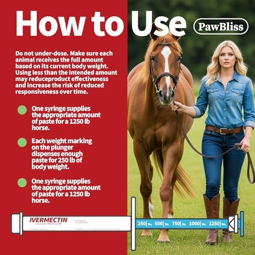 Ivermectin Horse Paste 1.87% – Single Tube 6.08g (1-Pack), Apple Flavored Oral Dewormer for Horses – Treats Horses Up to 1250 lbs – Weight Calibrated Equine Paste for Routine Horse Care