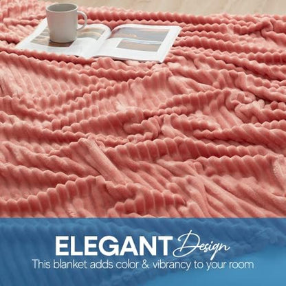 Nestl Rose Throw Blanket for Couch - Cozy Warm Fuzzy Blankets for Women, Set of 2 Small Fleece Throws for Girls - Misty Rose, 50 x 60 Inches