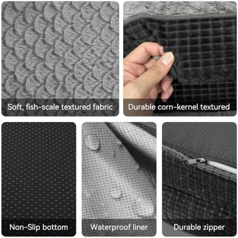 JOEJOY Orthopedic Dog Beds Large Sized Dog, XL Egg-Crate Memory Foam Pet Couch Bed with Bolster Sides, Waterproof Lining, Removable Washable Cover & Non-Slip Bottom, Black