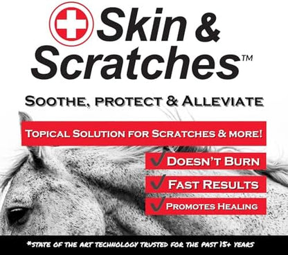 Show Out Skin & Scratches Prevention Pack - Fast Relief and Prevention for Horse Care. Use on Equine Scratches/Mud Fever, Girth Itch, Mange, Rain Rot & Other Skin Issues on Horses w/Empty Spray Bottle