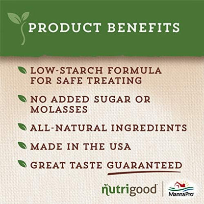 Manna Pro NutriGood Low-Sugar Apple Snax Horse Treats,All-Natural,No Added Sugar or Molasses,Low-Starch Formula,Ideal for Horses with Metabolic Needs,4 lb Bag,(Pack of 2)
