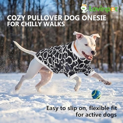 LovinPet Flannel Dog Coat, Winter Dog Coat, Freehand Black White, L