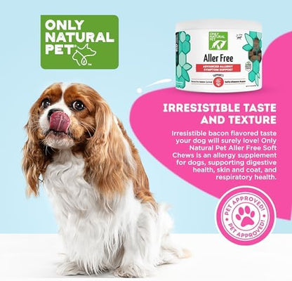 ONLY NATURAL PET AllerFree Advanced Allergy Support for Dogs w/Quercetin & Probiotics - Immune, Respiratory, Skin & Coat Health - Itchy Paws & Licking - Bacon-Flavored 60 Soft Chewable