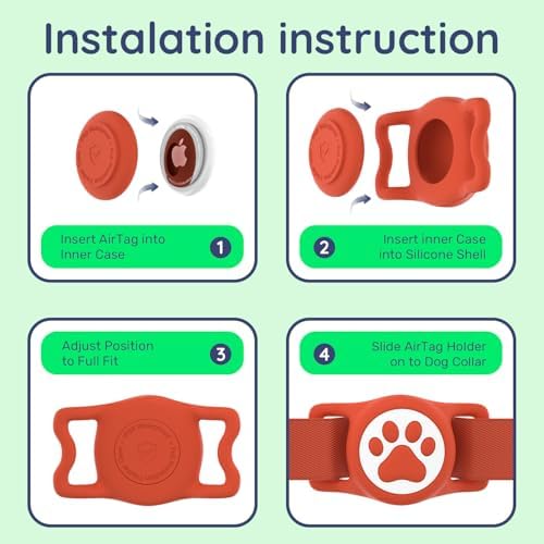 IP68 Waterproof Dog AirTag Holder for Dog Collar, Soft, Stretchy Silicone