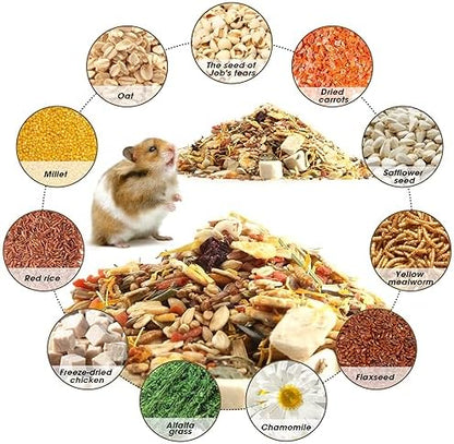 Gourmet Hamster & Gerbil Food, Dry Food for Hamsters-Supports Healthy Digestion and Healthy Teeth Unique Edible Treats for Guinea Pigs, Hamsters, Gerbils