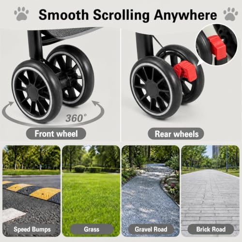 YYW Double Pet Stroller Foldable 2 Carriages Lockable Wheels Gray