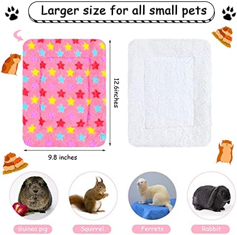 Jetec 4 Pcs Guinea Pig Bed Pads Cute Pattern, 10 x 11 Inch Plush Mat
