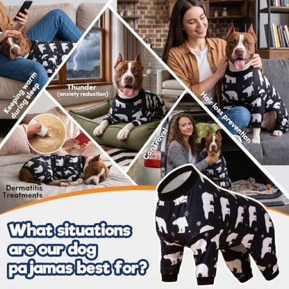 LovinPet Large Dog Pjs for Pitbulls, Cotton Pet Shirts, Animal Print, 3XL
