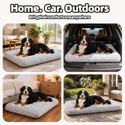 Extra Large Dog Bed, Plush Washable Pet Bed Mat, Dog Crate Bed 53"x35" Gray