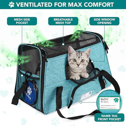 PetAmi Airline Approved Pet Carrier for Cats Small Dogs, Small Heather Blue
