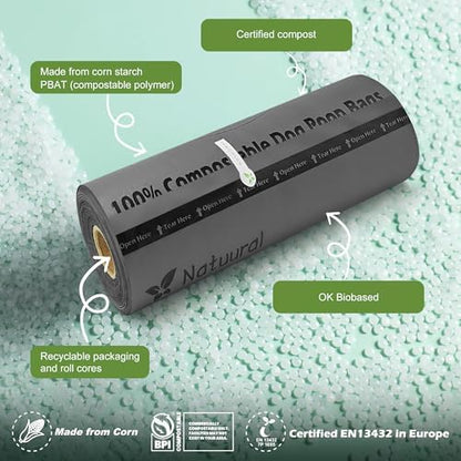Compostable Dog Poop Bags-300 Bags 1Rolls, (Lavender Scented)