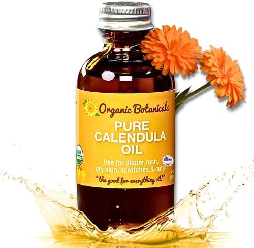 Calendula Oil Organic for Skin- Trauma Skincare from Local Infused Calendula Flowers, Eczema Oil, Certified Organic, 2 Oz