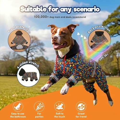 LovinPet Large Dog Bodysuits, Gears and Black Print, 3XL
