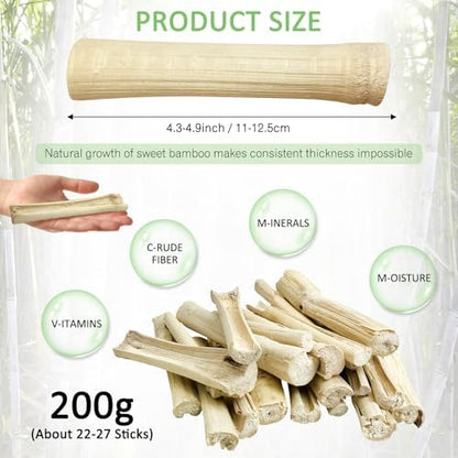 Tfwadmx Small Animal Snacks Sweet Bamboo Molar Treats 200 g Bunny Chew Toys for Chinchilla Rabbit Guinea Pig Hamster Squirrel (About 22-27 Sticks)