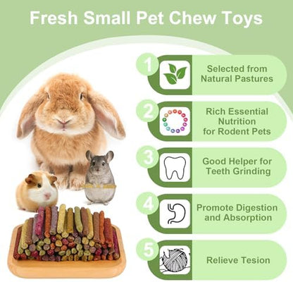 70PCS 10Flavors Bunny Chews Toys Sticks, Rabbit Toys for Bunnies Boredom, Guinea Pig Chinchilla Bunny Treats For Rabbits Timothy Hay Sticks For Chinchilla Guinea Pig Rabbit Bunny Indoor Outdoor