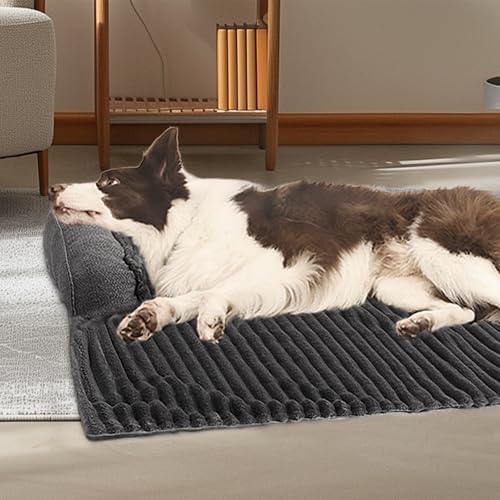 WINDRACING Luxury Dog Couch Bed, Washable Calming Dog Couch Cover, Couch Protector for Dogs, Waterproof Sofa Bed, Pet Bed Mats for Sofa, Pet Sofa Covers- Grey M:35"X31"X4.5"