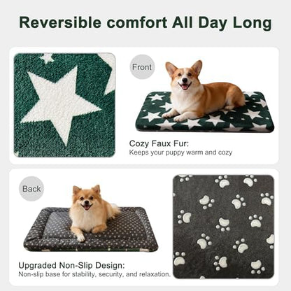 Dog Crate Pad Washable Cat Dog Pet Bed for Crate kennel Small Mat 24inGreen