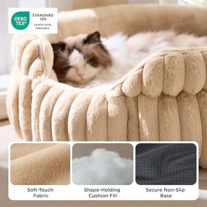 Bedsure ComfyFleece™ Washable Cute Large Cat Bed,Soft Round Puppy Bed,23in