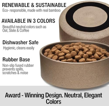 Loving Pets - Dolce Bamboo - Eco-Friendly Pet Bowls & Dishes for Dog, Cats, Puppy Food and Water Dish -Sustainable and Dishwasher Safe, Made with Real Bamboo (Medium, Coffee-Brown)