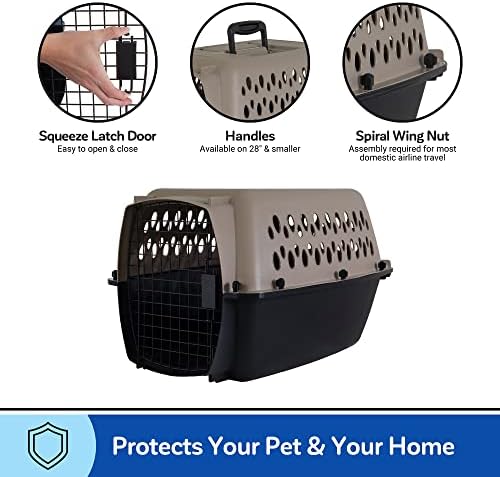 Petmate Vari Dog Kennel, Carrier, 10 to 20lbs, 24in, Taupe and Black