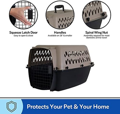 Petmate Vari Dog Kennel, Portable Pet Carrier, Taupe and Black, 28in