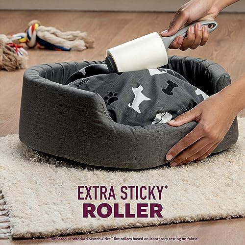Scotch-Brite Lint Roller, Pet Hair Pickup, Extra Sticky, Large | for Fur and Fluff | for Couches and Clothes | Easy-Tear Adhesive | 60 Sheets, Pack of 2