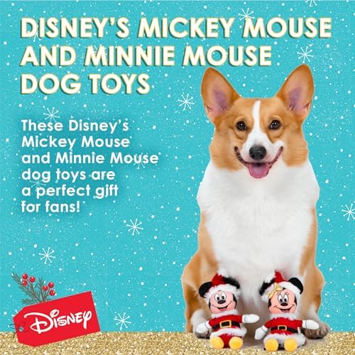 Disney for Pets Mickey and Minnie Mouse Holiday Plush Dog Toys, 6 in, 2 Pk