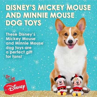 Disney for Pets Mickey and Minnie Mouse Holiday Plush Dog Toys, 6 in, 2 Pk