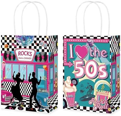 Greencian 16Pcs 1950's Rock and Roll Party Favor Bags 1950s Goodie Bags