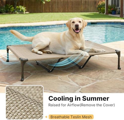 Veehoo Outdoor Elevated Dog Bed with Waterproof Bolster Cushion, Cooling