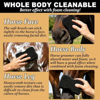 3 Pcs Horse Groomer Sponge Scrubber, Deep Cleaning Scrubber & Massager for Horses