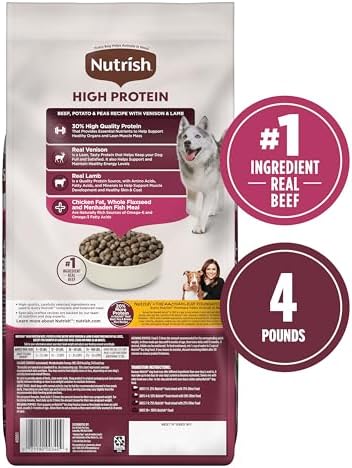 Nutrish High Protein Beef, Potato & Peas Recipe with Venison & Lamb Dry Dog Food, 4 lb. Bag, Packaging May Vary (Rachael Ray) (Pack of 2)