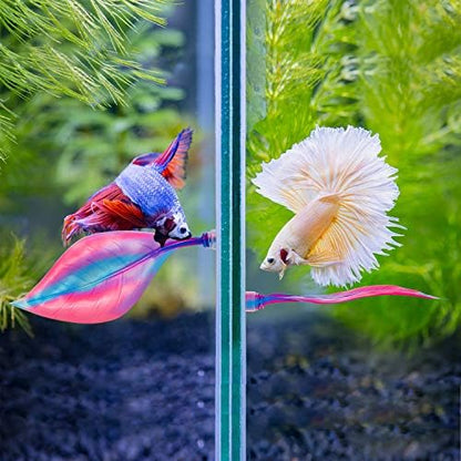Willbond 2 Pcs Pink Betta Fish Leaf Hammock Aquarium Tank Accessories