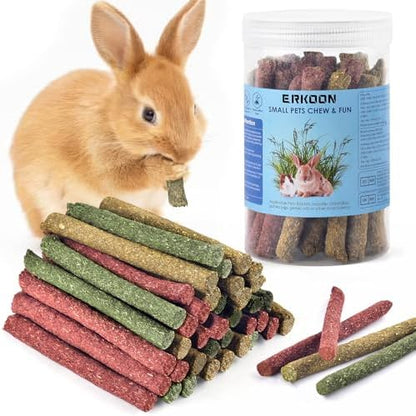 ERKOON 38Pcs Rabbit Chew Toys Timothy Hay Sticks, Guinea Pig Toys for Teeth Natural Molar Sticks Rabbits Treats for Bunnies, Chinchilla, Guinea Pigs, Gerbil, Hamster