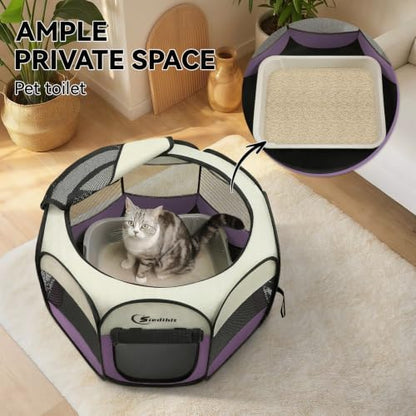 Siedihit Dog Cat Playpen Puppy Pet Crate Tent Cage (Light Purple,Small)