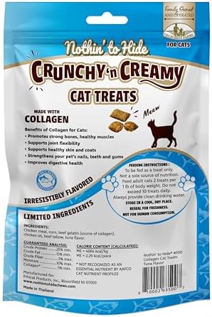 Fieldcrest Farms Collagen Cat Treats, Tuna, Crunchy & Creamy, 3 oz Pouch