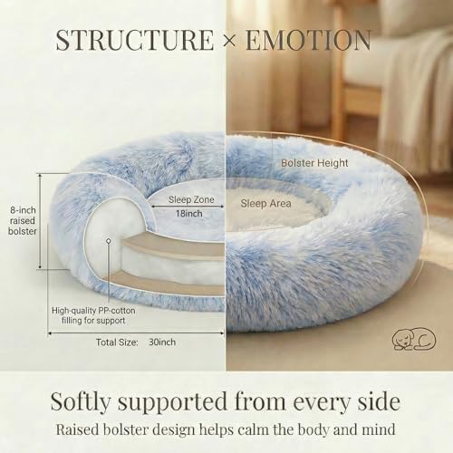 nononfish Cozy Small Dog Bed,Plush Donut Calming Pet Bed