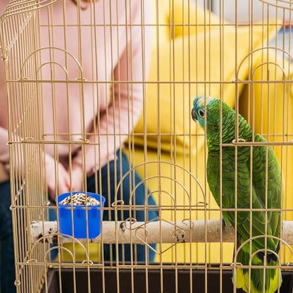 40 Pcs Cage Cups Birds Feeders Bird Water Dispenser Hanging Quail Waterer Plastic Chicken Feeding Watering Dish for Small Coop Parrot Parakeet PET Poultry Gamefowl Food Seed Bowl Supplies(Blue,8oz)
