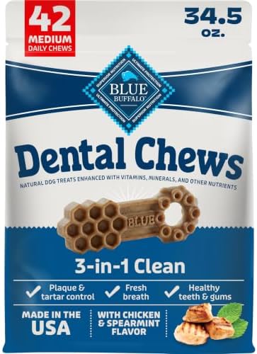 Blue Buffalo Chicken & Spearmint Medium Dental Chews, 34.5 oz, 42 ct