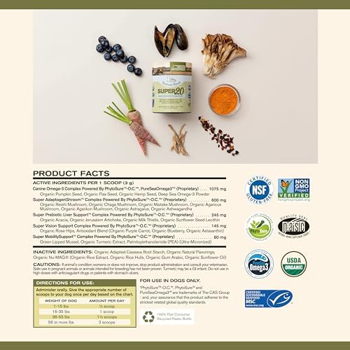 Badlands Ranch Super20 Multi-Benefit Supplement for Dogs, 30 Scoops