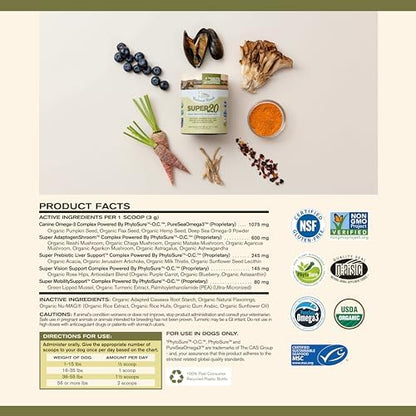 Badlands Ranch Super20 Multi-Benefit Supplement for Dogs, 30 Scoops