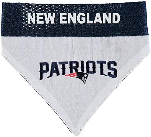 Pets First NFL DOG BANDANA - NEW ENGLAND PATRIOTS REVERSIBLE PET BANDANA. 2 Sided Sports Bandana with a PREMIUM Embroidery TEAM LOGO, Small/Medium. - 2 Sizes & 32 NFL Teams available, NEP-3217-S-M