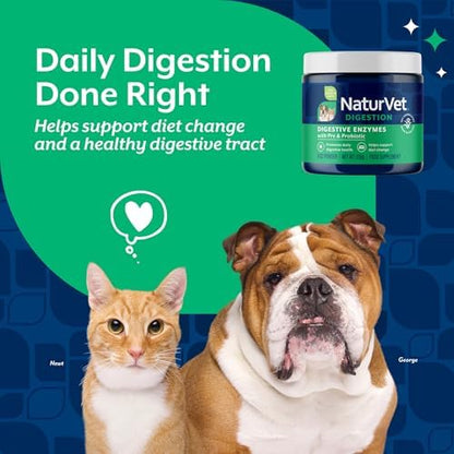 NaturVet Digestive Enzymes with Pre & Probiotic for Dogs & Cats - 8 oz
