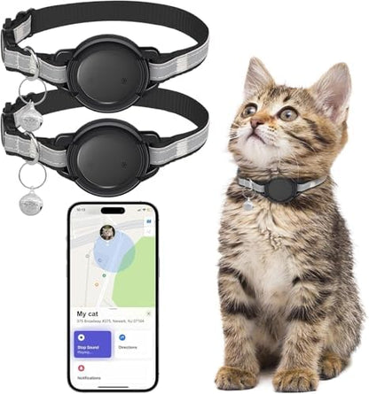 GPS Cat Tracker Collar, iOS‑Only Smart Pet Activity Tracker, 2 Pack