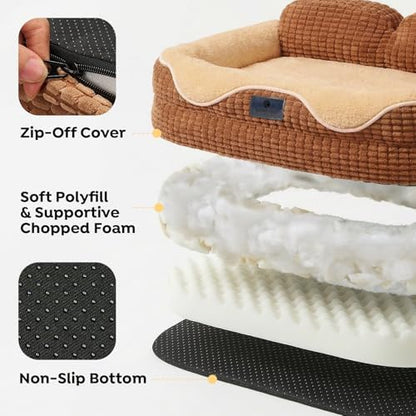 Veehoo Square Small Dog Bed, Orthopedic Dog Bed Washable Couch Sofa, 24"